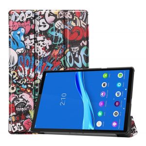 Husă stativă cu efect de piele (FLIP activ, deschidere laterală, funcție de suport pentru desktop TRIFOLD, model graffiti) CULOARE Lenovo Tab M10 Plus (TB-X606F), Lenovo Tab M10 FHD Plus (TB-X606X)