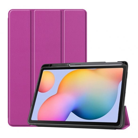 Husă stativă cu efect de piele (FLIP activ, deschidere laterală, suport de birou TRIFOLD, suport S Pen) LILA Samsung Galaxy Tab S6 Lite 10.4 LTE (SM-P615) 2020, Samsung Galaxy Tab S6 Lite 10.4 WIFI (S