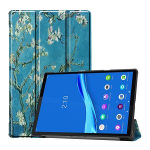 Husă stativă cu efect de piele (FLIP, deschidere laterală, suport pentru desktop TRIFOLD, model floral) albastruLenovo Tab M10 Plus (TB-X606F), Lenovo Tab M10 FHD Plus (TB-X606X)