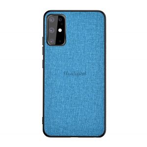 Protecție din plastic pentru telefon (rezistență medie la impact, cadru din silicon, spate textil) ALBASTRU DESCHIS Samsung Galaxy S20 (SM-G980F), Samsung Galaxy S20 5G (SM-G981U)