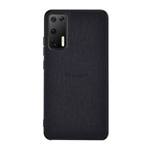 Protectie din plastic pentru telefon (rezistenta medie la impact, cadru silicon, spate textil) NEGRU Huawei P40