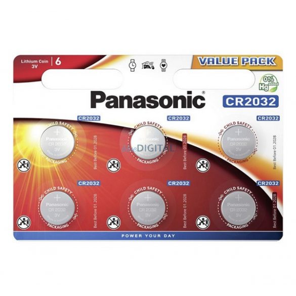 Celulă monedă PANASONIC (CR2032L/6BP, 3V, litiu) 6 buc/pachet