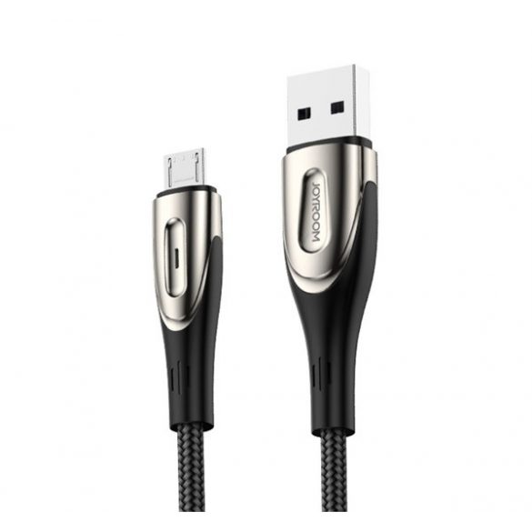 Cablu de date JOYROOM SHARP (USB - microUSB, incarcator rapid, 300cm, nailon, anti-rupere, siret) NEGRU