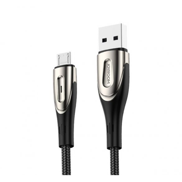 Cablu de date JOYROOM SHARP (USB - microUSB, incarcator rapid, 120cm, nailon, anti-rupere, siret) NEGRU