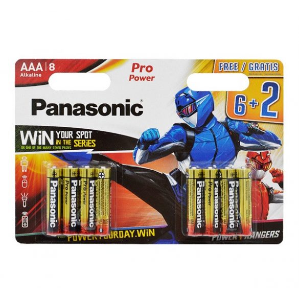 Baterie PANASONIC PRO POWER cu durată lungă de viață (AAA, LR03PPG/8BW, 1.5V, alcalină) 8 buc / pachet