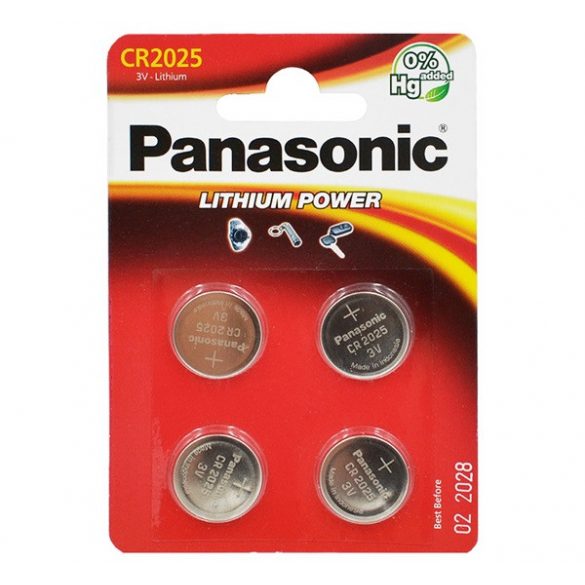 PANASONIC celulă buton (CR2025, 3V, litiu) 4 buc / pachet