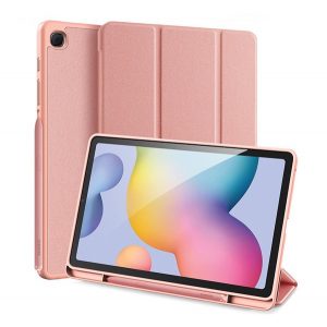 Husa DUX DUCIS DOMO in picioare, efect piele (activ, cu deschidere laterala, TRIFOLD, suport desktop, suport creion, model textil) ROSE GOLD SamsungGalaxy Tab S6 Lite 10.4 LTE (SM-P619) 2022, Galaxy Tab S6 Lite 10.4 WIFI (SM- P613) 2022