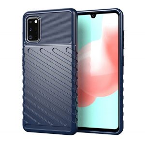 Husă silicon pentru telefon (rezistent la impact mediu, cu dungi, model convex) CUTTING albastruSamsung Galaxy A41 (SM-A415F)