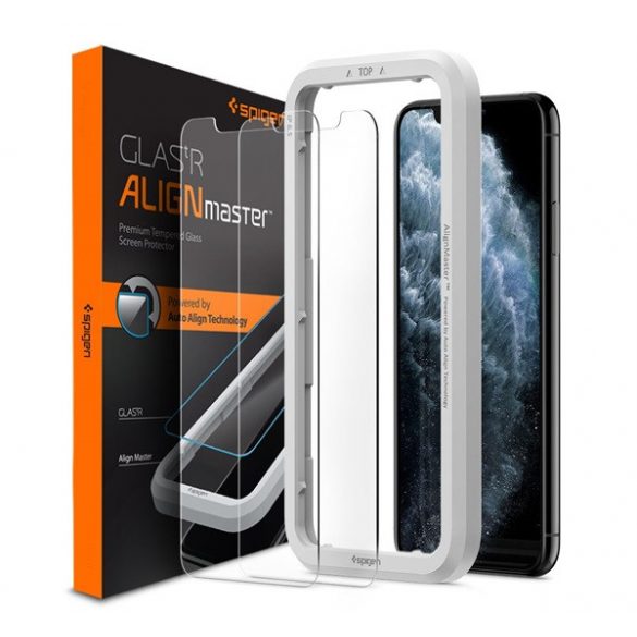 SPIGEN ALM FC folie sticlă protecție ecran2pcs (2.5D, rezistent la amprente, foarte rezistent la zgârieturi, 9H, ultra-subțire, evidențierea culorii) pentru Apple iPhone XR 6.1, Apple iPhone 11