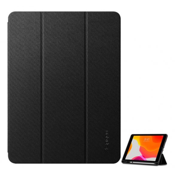 Husă SPIGEN URBAN FIT în picioare (FLIP, deschidere laterală, TRIFOLD, suport de masă, material textil, suport pentru creion) NEGRU Apple IPAD 10.2 (2019), Apple IPAD 10.2 (2020), Apple IPAD 10.2 (2021)