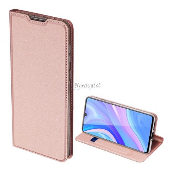 Husa DUX DUCIS SKIN PRO in picioare, efect piele (FLIP, deschidere laterala, suport card bancar, functie suport birou) ROSE GOLD Huawei Y8p