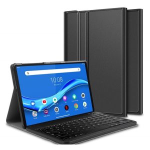 Husă stativă, efect piele (FLIP, tastatură bluetooth, suport desktop, QWERTY, engleză) negru Lenovo Tab M10 FHD Plus (TB-X606X), Lenovo Tab M10 Plus (TB-X606F)