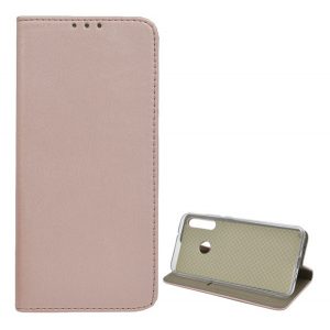 Carcasa in picioare, efect piele (FLIP, deschidere laterala, functie suport birou) ROSE GOLD Huawei P40 Lite E / Y7p