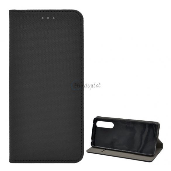 Carcasa in picioare, efect piele (FLIP, deschidere laterala, functie suport de masa, model romb) NEGRU Sony Xperia 1 II (XQ-AT5)