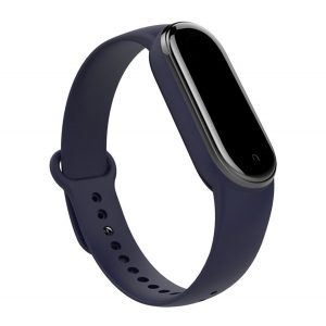 Curea de schimb (dimensiune personalizată, silicon, clemă metalică) ALBASTRU ÎNCHIS Xiaomi Mi Band 5, Xiaomi Mi Band 7, Xiaomi Mi Band 6 NFC, Xiaomi Mi Band 6