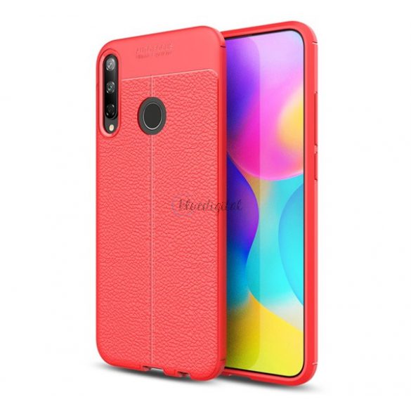 Protectie de telefon din silicon (rezistenta la impact mediu, efect piele, model de cusaturi) ROSU Huawei P40 Lite E / Y7p