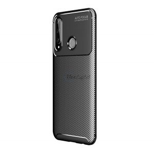 Protectie din silicon pentru telefon (rezistenta medie la impact, colt cu perna de aer, model carbon) NEGRU Huawei Y6p