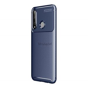 Protectie din silicon pentru telefon (rezistenta medie la impact, colt cu perna de aer, model carbon) ALBASTRU INCHIS Huawei Y6p