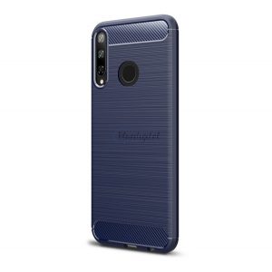 Protector de telefon din silicon (rezistenta la impact mediu, colt cu perna de aer, periat, model carbon) ALBASTRU INCHIS Huawei P40 Lite E / Y7p