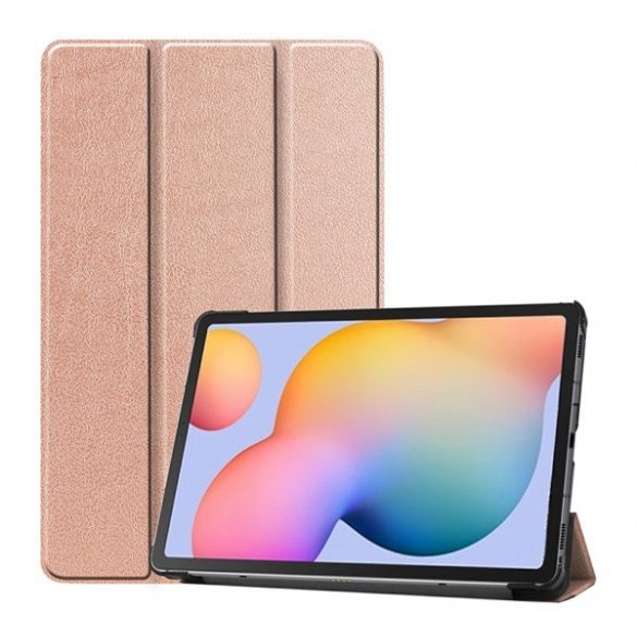 Carcasa in picioare, efect piele (FLIP, deschidere laterala, TRIFOLD, suport desktop) ROSE GOLD Samsung Galaxy Tab S6 Lite 10.4 WIFI (SM-P610) 2020, Samsung Galaxy Tab S6 Lite 10.4 LTE (SM-P615) 2020, Samsung Galaxy Tab S6 Lite 10.4 WIFI (SM-P613) 2