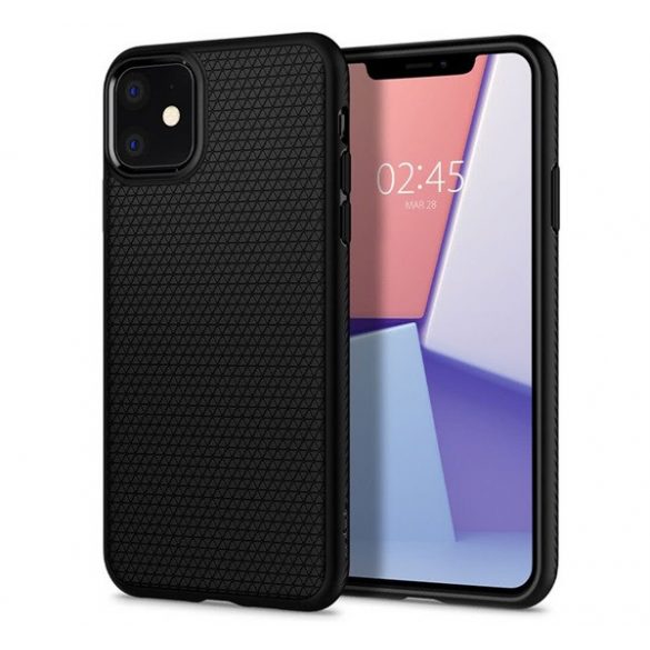 Protectie de telefon din silicon SPIGEN LIQUID AIR (rezistenta medie la impact, colt cu perna de aer, model romb) NEGRU Apple iPhone 11