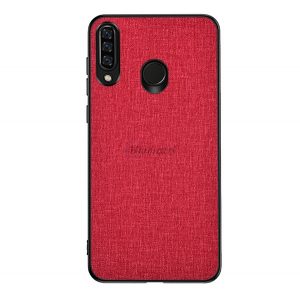 Protectie telefon din plastic (rezistenta medie la impact, cadru silicon, spate textil) ROSU Huawei Y6p