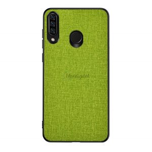 Protectie telefon din plastic (rezistenta medie la impact, cadru silicon, spate textil) VERDE Huawei Y6p