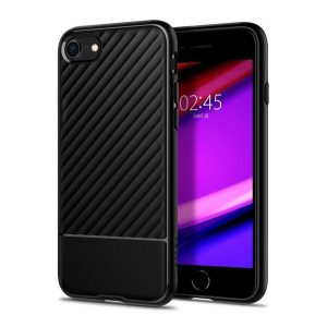 Protectie de telefon din silicon SPIGEN CORE ARMOR (rezistenta la impact, protectie camera, dungi) NEGRU Apple iPhone 7 4.7, iPhone 8 4.7