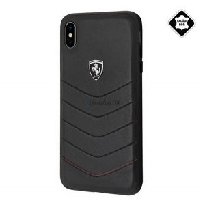 Protectie telefon CG MOBILE Ferrari Scuderia din plastic (spate din piele naturala) NEGRU Apple iPhone XS Max 6.5