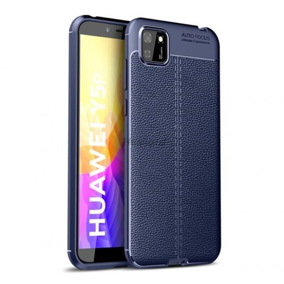 Protectie din silicon pentru telefon (rezistenta la impact mediu, efect piele, model de cusaturi) ALBASTRU INCHIS Huawei Y5p, Honor 9S