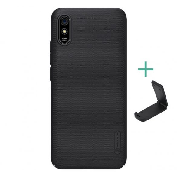 Protector de telefon din plastic NILLKIN SUPER FROSTED (cauciucat, suprafata aspra + suport de masa) NEGRU Xiaomi Redmi 9A (Redmi 9 AT)