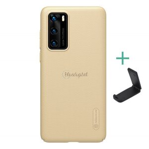 Protectie de telefon din plastic NILLKIN SUPER FROSTED (cauciucat, suprafata aspra + suport de masa) GOLD Huawei P40