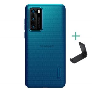 Protectie de telefon din plastic NILLKIN SUPER FROSTED (cauciucat, suprafata aspra + suport de masa) ALBASTRU INCHIS Huawei P40