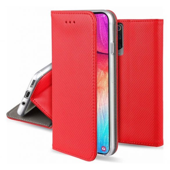 Carcasa in picioare, efect piele (FLIP, deschidere laterala, functie suport de masa, model romb) ROSU Xiaomi Redmi 9A (Redmi 9 AT)