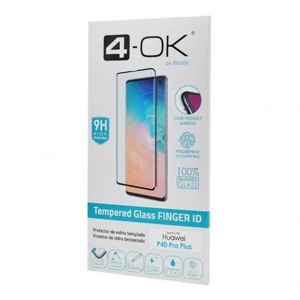 Sticlă de protecție a ecranului 4-OK (3D, curbată, rezistentă la zgârieturi, prietenoasă cu carcasă, cititor de amprente, 9H) TRANSPARENT Huawei P40 Pro+ 5G, Huawei P40 Pro 5G