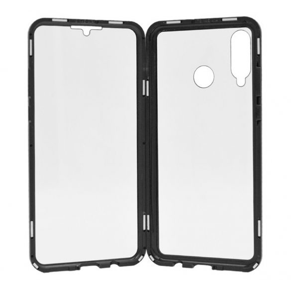 Protecție telefonică din aluminiu (protecție 360°, magnetică, rezistentă la impact mediu, Folie securizată față, spate, 9H) negru Huawei P30 Lite (Nova 4e)