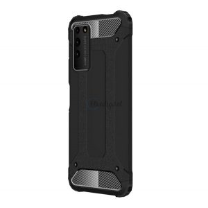 Protector de telefon din plastic Defender (rezistenta la impact mediu, colt cu perna de aer, interior din silicon, efect metalic) NEGRU Honor X10 5G