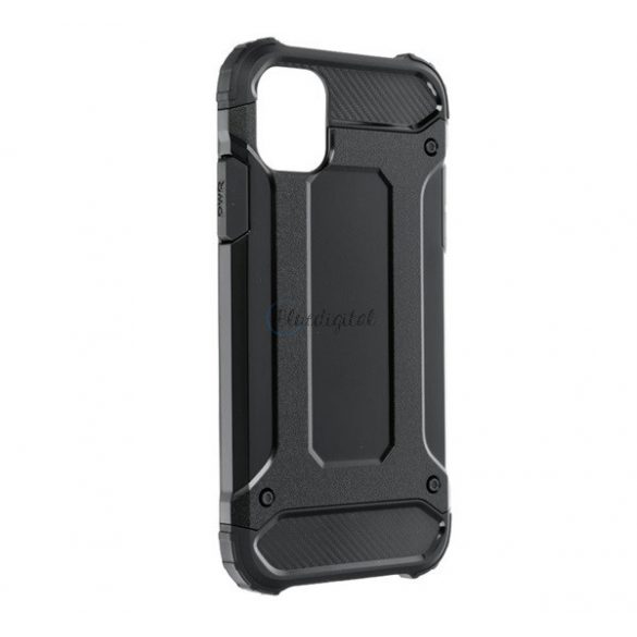 Protector de telefon din plastic Defender (rezistenta la impact mediu, colt cu perna de aer, interior din silicon, efect metalic) NEGRU Apple iPhone 12 Pro Max