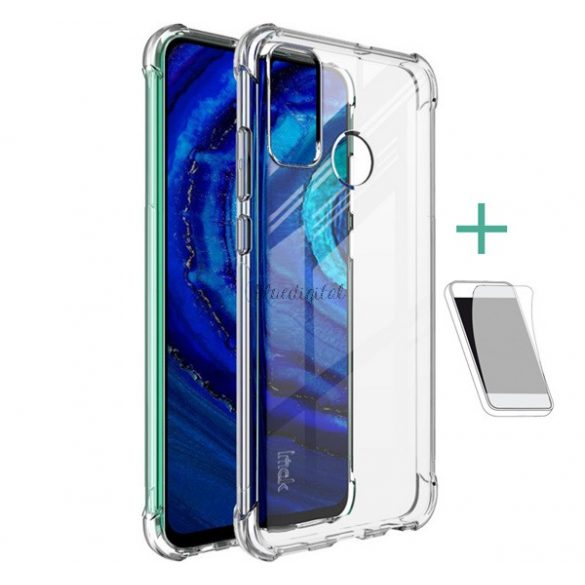 Protector de telefon din silicon IMAK (rezistență medie la impact, colț cu pernă de aer + folie de protecție a ecranului) TRANSPARENT Huawei P Smart (2020)