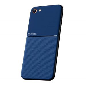 Protecție din plastic pentru telefon (cadru din silicon, rezistență medie la impact, placă metalică încorporată, spate cu efect piele, model în dungi) ALBASTRU ÎNCHIS Apple iPhone 8 4.7, Apple iPhone 7 4.7, Apple iPhone SE 2 (202)