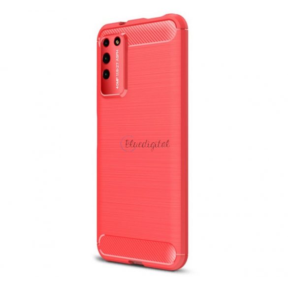 Protector de telefon din silicon (rezistență medie la impact, colț cu pernă de aer, periat, model carbon) RED Honor X10 5G