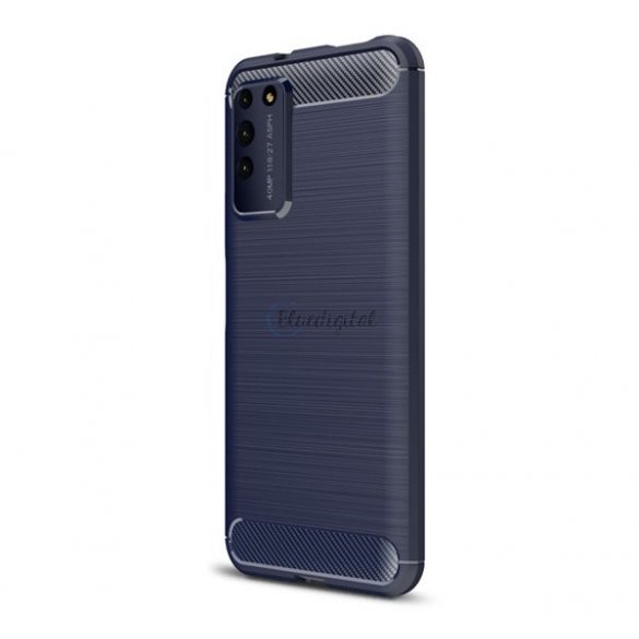 Protector de telefon din silicon (rezistență medie la impact, colț cu pernă de aer, periat, model carbon) ALBASTRU ÎNCHIS Honor X10 5G