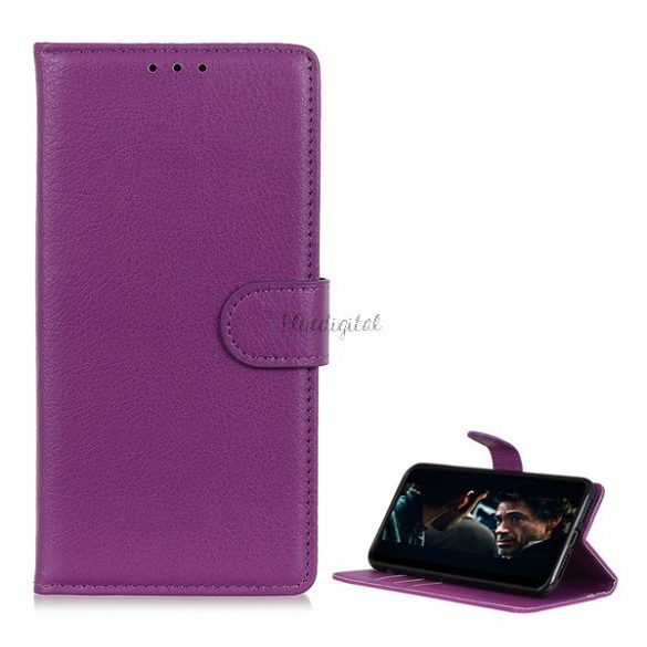 Carcasa in picioare, efect piele (FLIP, deschidere laterala, functie de suport desktop, premium) PURPLE Huawei P Smart (2020)