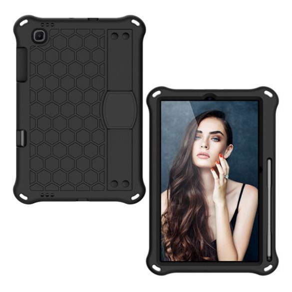 Protector de telefon din silicon Defender (rezistenta la socuri, suport, fagure + curea de mana) NEGRU Samsung Galaxy Tab S6 Lite 10.4 WIFI (SM-P610) 2020, Samsung Galaxy Tab S6 Lite 10.4 LTE (SM-P615) 2020, Samsung Galaxy Tab S6 Lite 104. WIFI (SM 