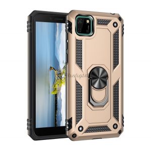 Protector de telefon din plastic Defender (rezistenta la impact mediu, interior din silicon, inel suport telefon, placa metalica incorporata) GOLD Huawei Y5p, Honor 9S