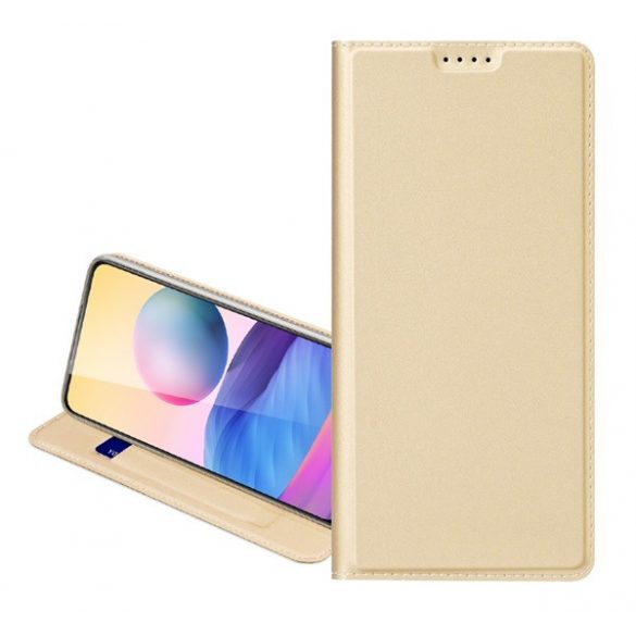 Husa DUX DUCIS SKIN PRO in picioare, efect piele (FLIP, deschidere laterala, suport card bancar, functie suport birou) GOLD Apple iPhone 12, Apple iPhone 12 Pro