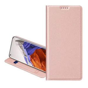 Husa DUX DUCIS SKIN PRO in picioare, efect piele (FLIP, deschidere laterala, suport card bancar, functie suport birou) ROSE GOLD Apple iPhone 12 mini