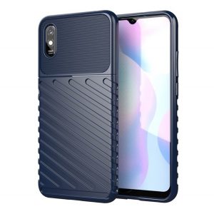 Protector de telefon din silicon (rezistent mediu la impact, cu dungi, model convex) ALBASTRU ÎNCHIS Xiaomi Redmi 9A (Redmi 9 AT)