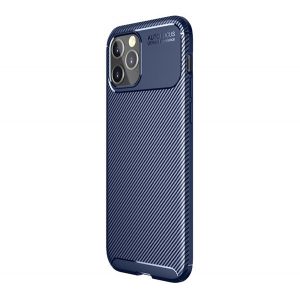 Protectie din silicon pentru telefon (rezistenta medie la impact, colt cu perna de aer, model carbon) ALBASTRU INCHIS Apple iPhone 12, Apple iPhone 12 Pro