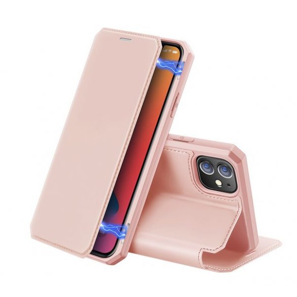 DUX DUCIS SKIN X Husă în picioare, efect piele (FLIP, deschidere laterală,Husădesktop, suport pentru încărcare wireless) BRONZE Apple iPhone 12 mini